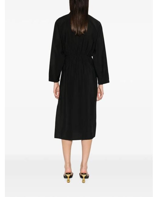 Patrizia Pepe Black Long-Sleeve Shirt Midi Dress