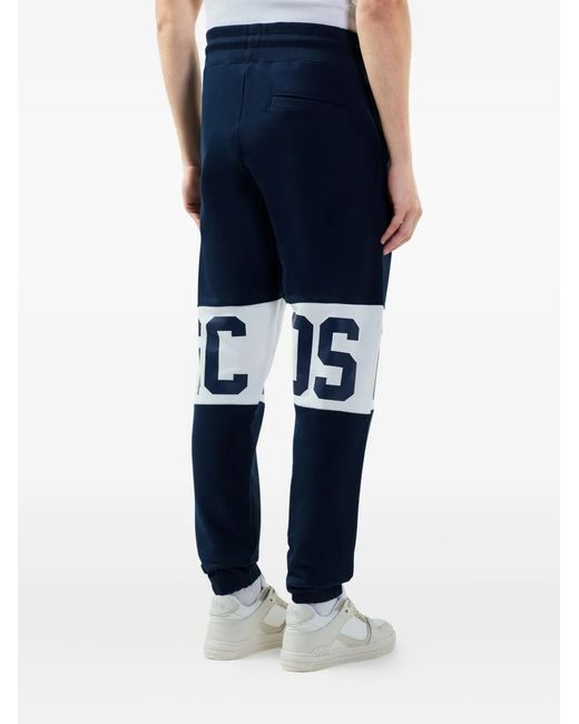 Gcds Blue Logo-Print Trousers for men
