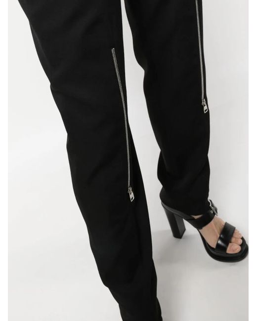 McQueen Black Zip-Embellished Wool Trousers