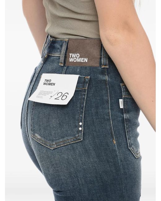 TWO WOMEN TWO MEN Blue Gerbera Patch-Pocket Jeans
