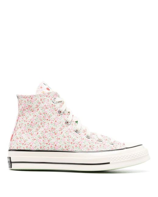 Zapatillas altas con motivo floral Converse de color Blanco | Lyst