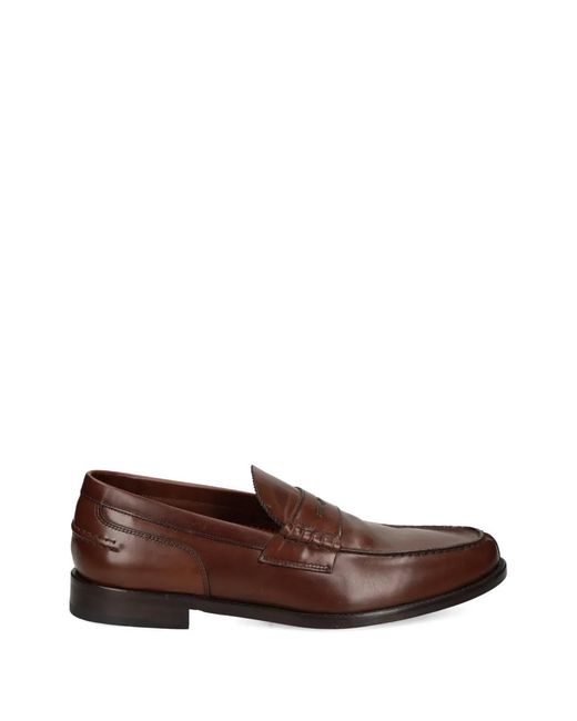 Lottusse Brown Panelled Penny Loafers for men
