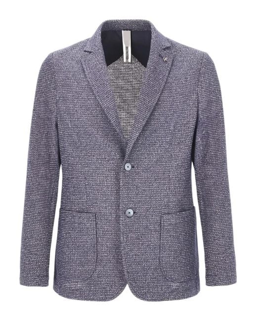 DISTRETTO 12 Blue Textured Single-Breasted Blazer for men