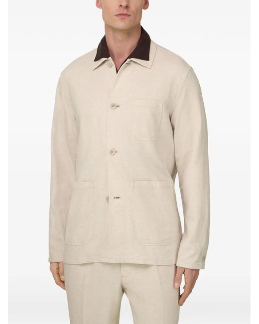 Boggi White Diagonal Shacket for men