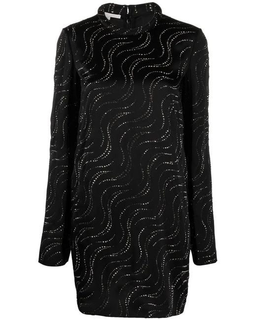 Stella McCartney Black Rhinestone Embellished Shift Dress
