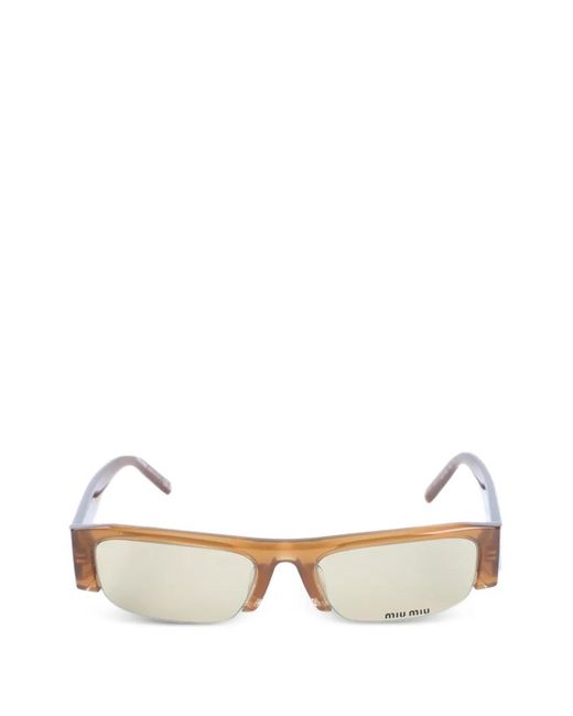 Miu Miu Natural Vedette Rectangle-Frame Sunglasses