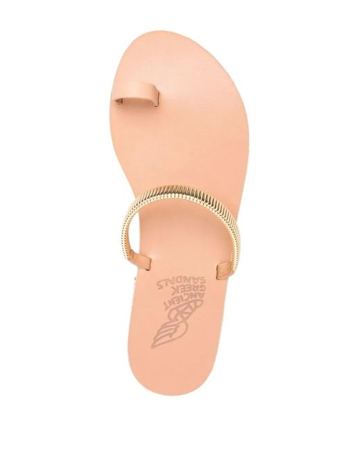 Ancient Greek Sandals White Konaki Toe-Strap Sandals