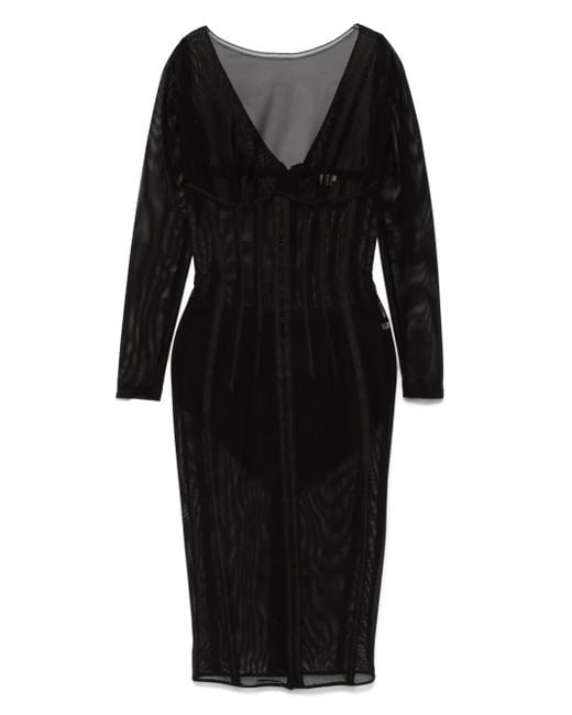 Elisabetta Franchi Black Tulle Midi Dress