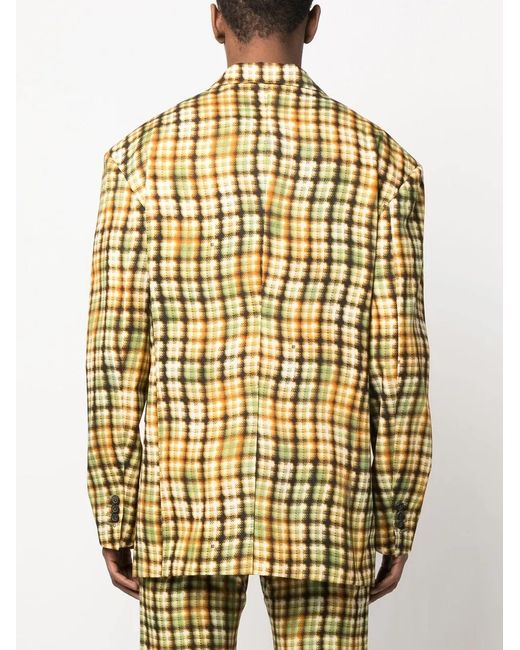 DSquared² Yellow Plaid-Print Single-Breasted Blazer for men
