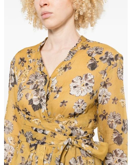 Max Mara Metallic Robe Mi-Longue Nouée À Fleurs