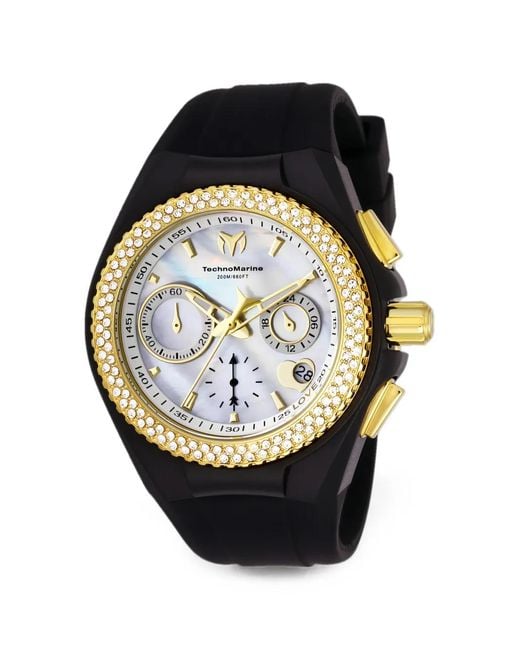 TechnoMarine Black Cruise Valentine Crystal-Embellished 40Mm Watch