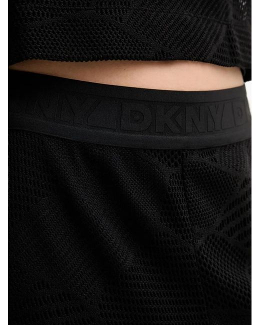 DKNY Black Mesh Logo-Waistband Maxi Skirt