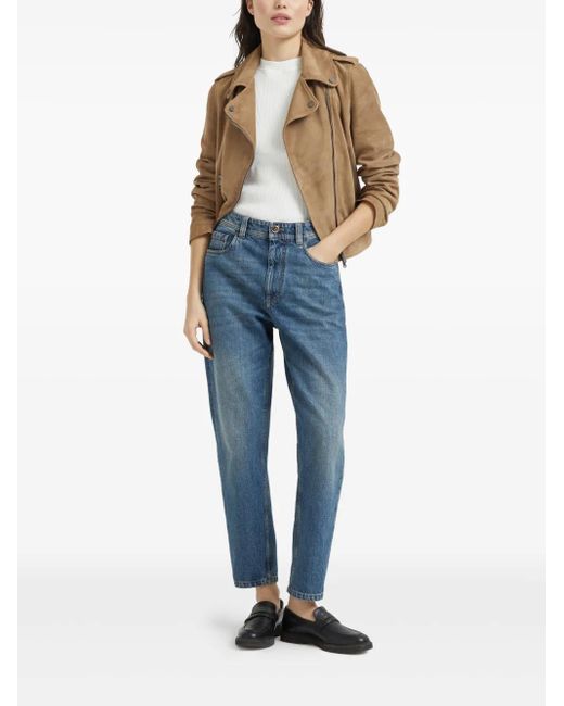 Brunello Cucinelli Blue Baggy Tapered Jeans