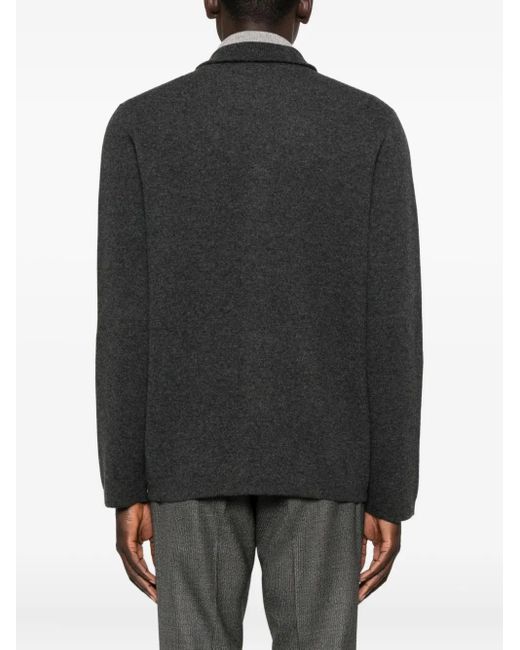 Lardini Black Buttoned Patch-Pocket Cardigan for men