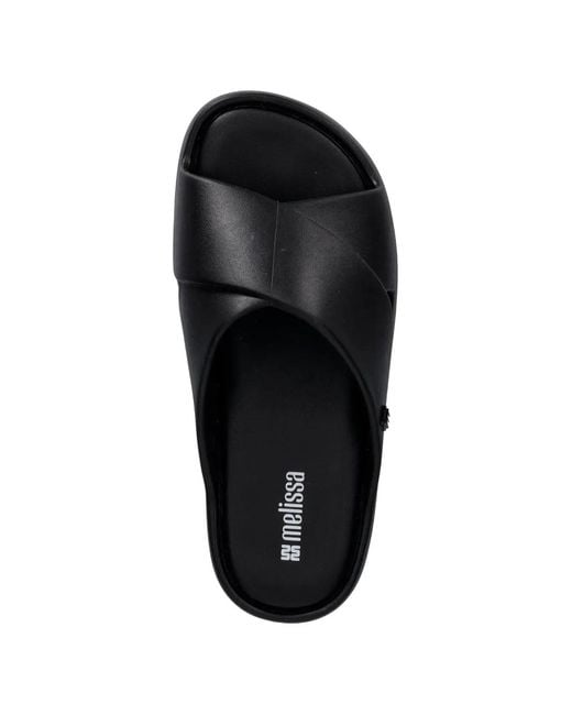 Melissa Black Cross-Strap Platform Slides