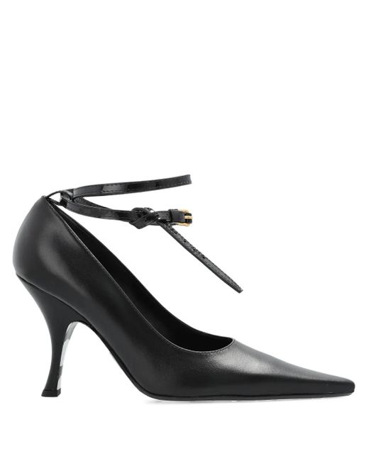 Moschino Black Pointed-Toe Ankle-Tie Pumps