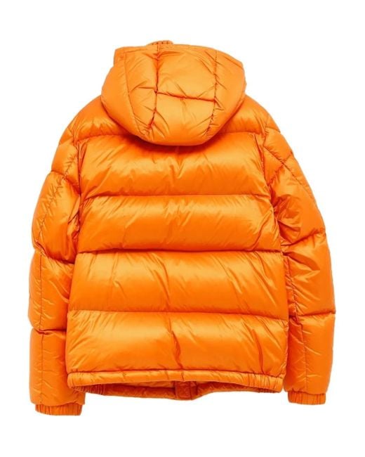 Moncler Orange Quilted Ripstop Down Hooded Jacket for men
