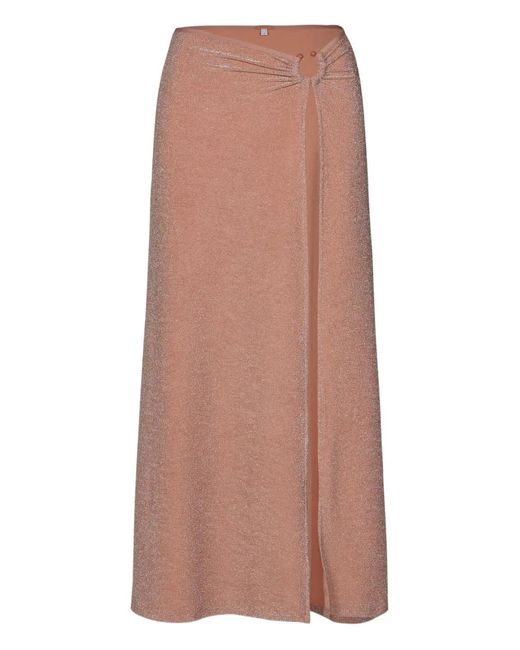 Johanna Ortiz Brown Nuevo Destino Slit Long Skirt