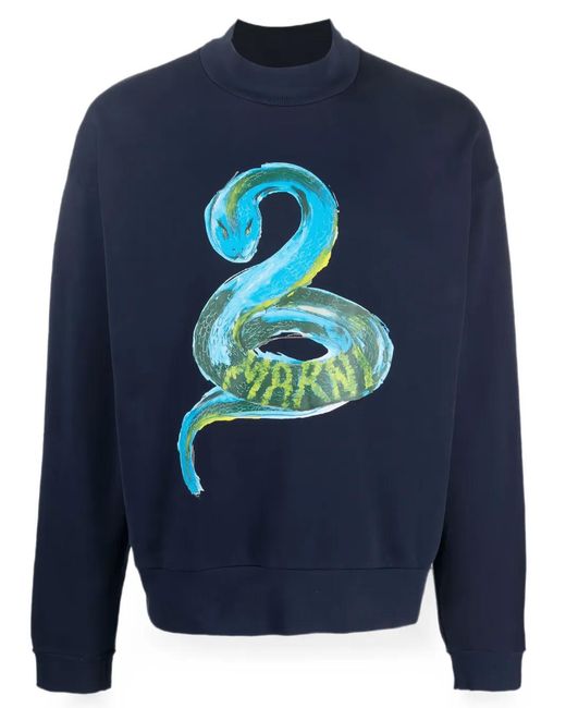 Marni Blue Python-Print Sweatshirt for men