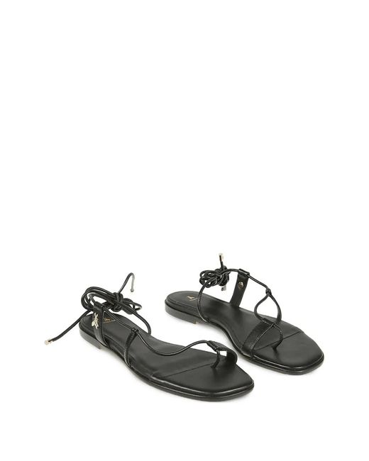 Patrizia Pepe Black Strap Leather Flat Sandals