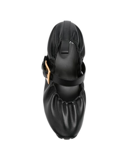 Balmain White Buckle Strap Ballerina