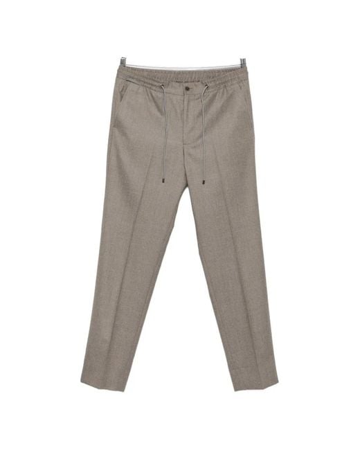 Corneliani Gray Drawstring Tailored Trousers for men