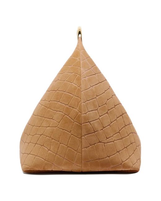 Jacquemus Brown The Calinou Crocodile-Effect Ring-Handle Tote Bag