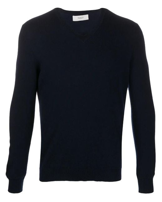 Pringle of Scotland Blue Cashmere Long-Sleeve Jumper for men