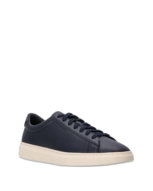 Boss Blue Leather Lace-Up Sneakers for men