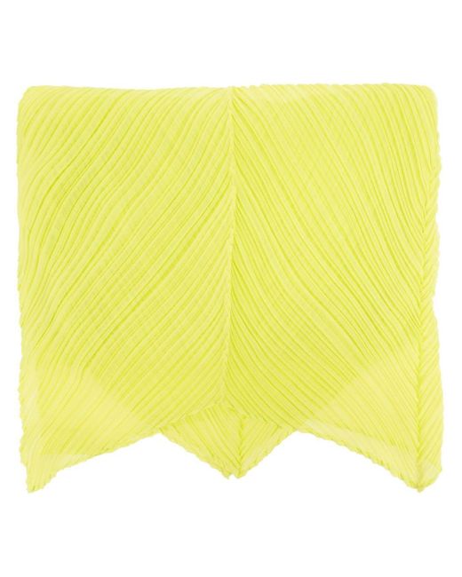 Pleats Please Issey Miyake Yellow Pointed-tip Plissé Scarf