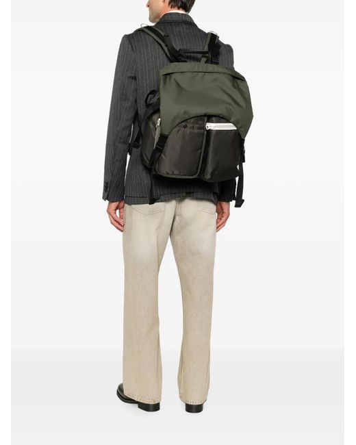 Sacai Green Cargo-Pockets Backpack for men
