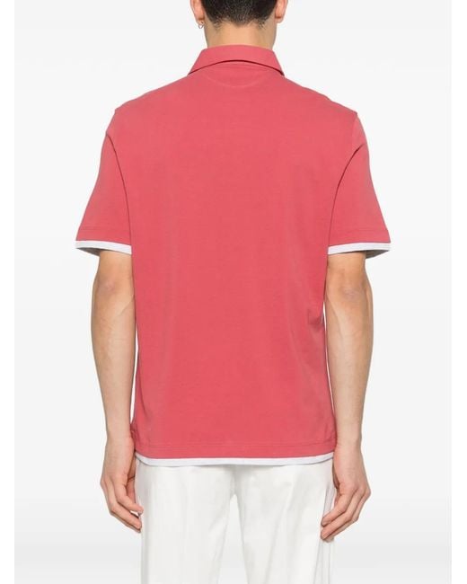 Brunello Cucinelli メンズ ピンク ポロシャツ 【公式通販】