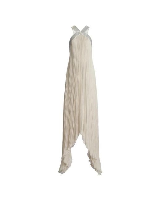 Alberta Ferretti White Pleated Open-Back Dress