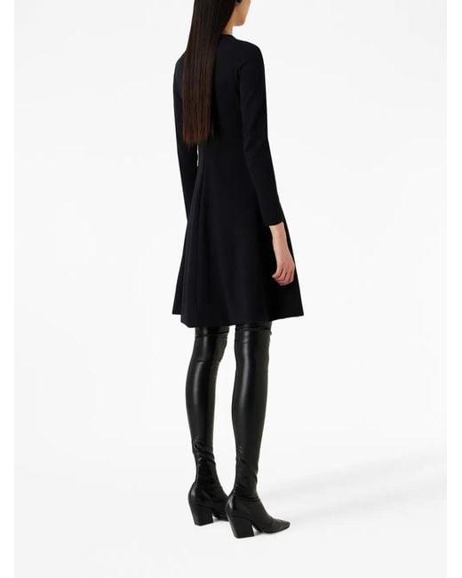Emporio Armani Black Ribbed-Bib Long-Sleeved Dress