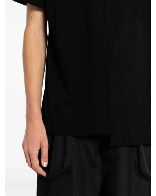 Yohji Yamamoto Black Panelled Short-Sleeves T-Shirt for men