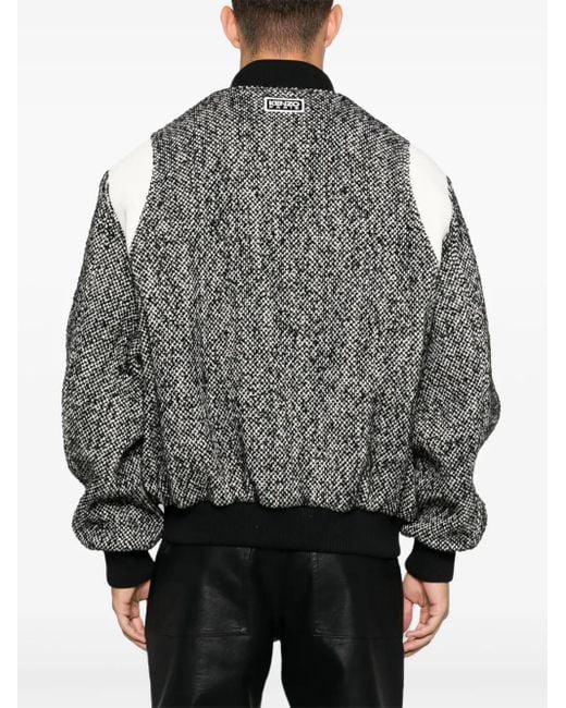 KENZO Gray Marl-Knit Varsity Jacket for men