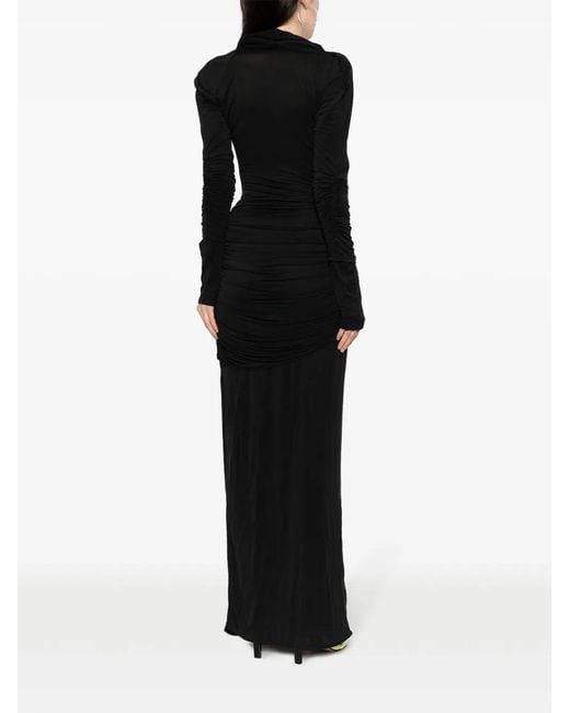 GAUGE81 Black Elos Draped Maxi Dress