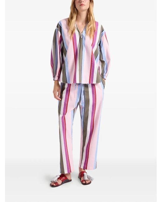 LaDoubleJ Red Stripe Drawstring Trousers