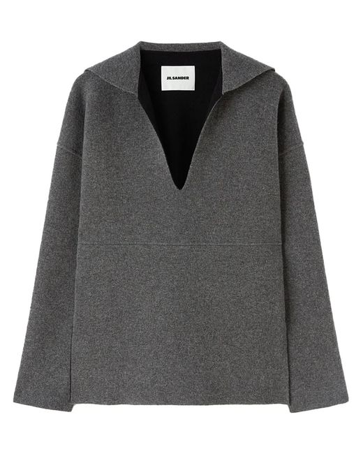 Jil Sander Black Sailor Collar Knitted Top