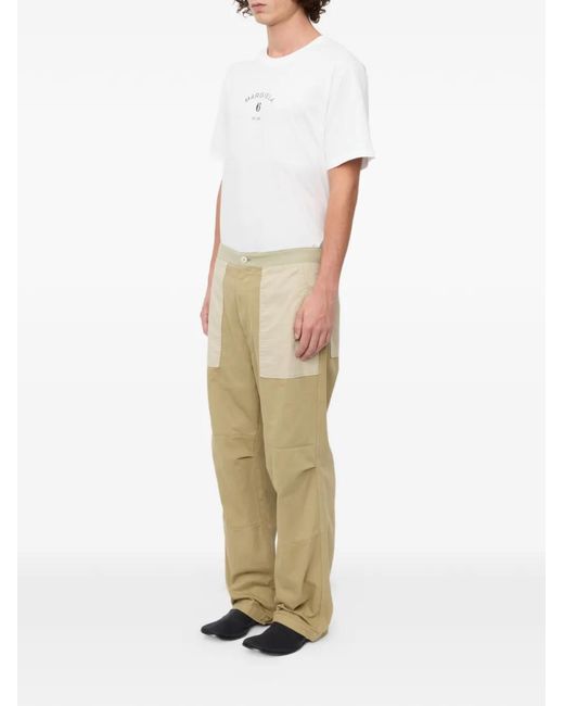 MM6 by Maison Margiela Natural Paneled-Design Workwear Cotton Trousers for men