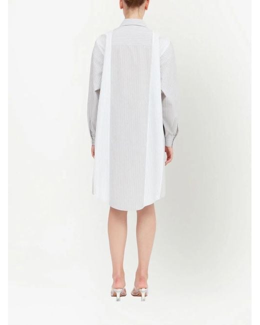 MM6 by Maison Margiela White Striped Shirt Dress