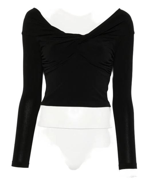 Patrizia Pepe クロップド ロングtシャツ Black