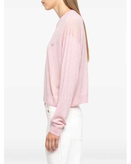 Zadig & Voltaire Pink Swapy Jumper 100% Cashmere