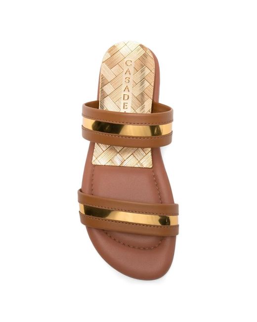 Casadei Brown Florence Metallic-Trimmed Leather Sandals