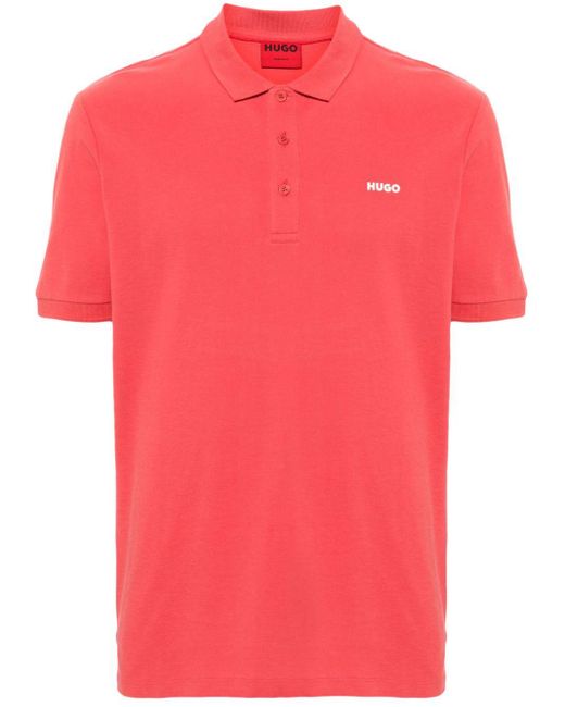 HUGO Red Logo-appliqué Cotton Polo Shirt for men