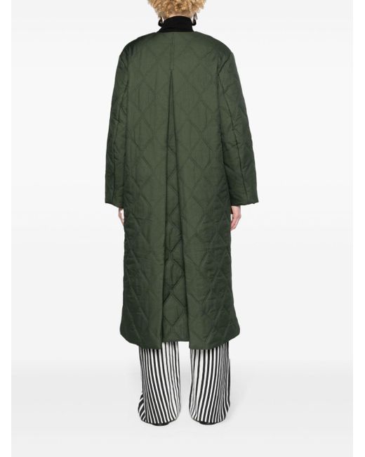 Ganni Green Quilted Single-breasted Coat