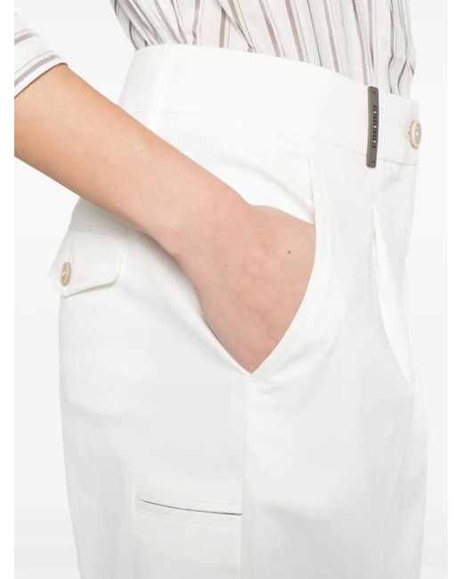 Peserico White Pleated Trousers