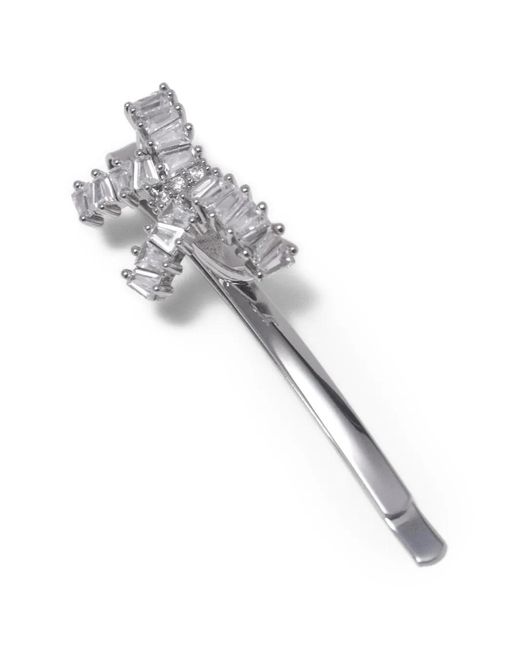 Maje White Rhinestone Bow Barrette