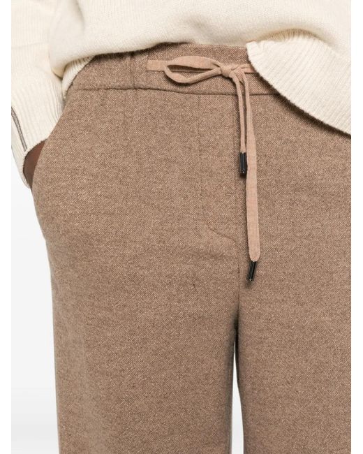 Peserico Natural Drawstring Wide-Leg Trousers
