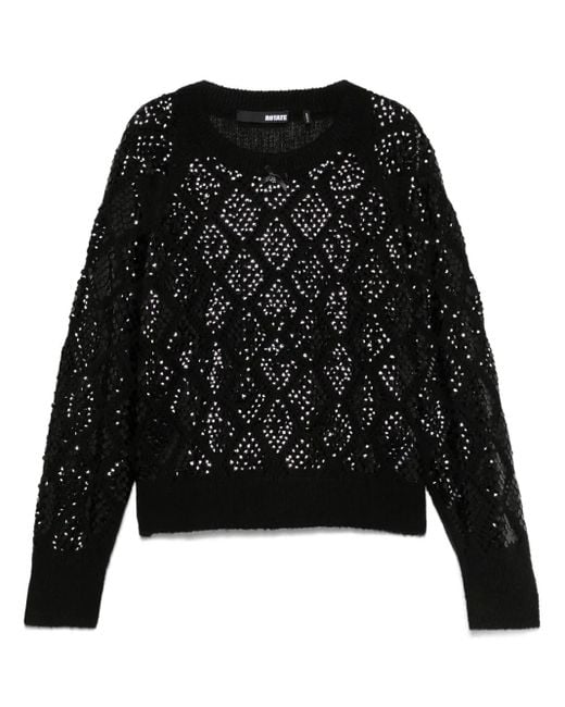 ROTATE BIRGER CHRISTENSEN Black Sequined Sweater